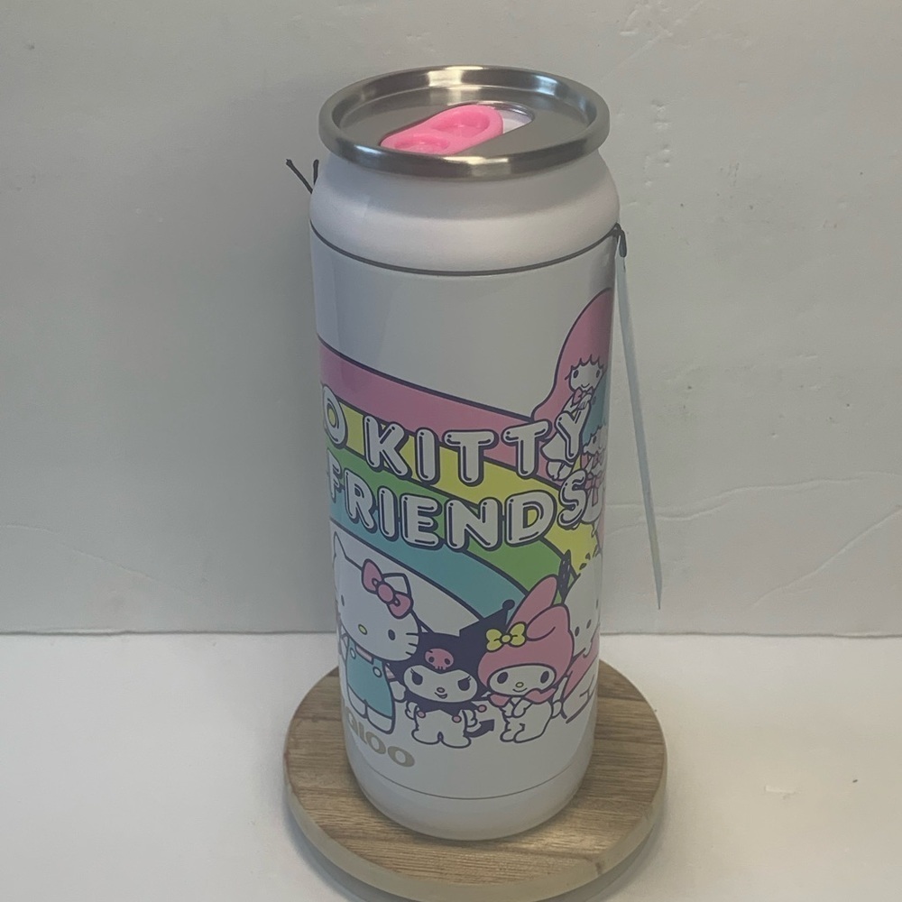 Sanrio Hello Kitty Friends 16 oz Can Cooler White Stainless Steel NWT